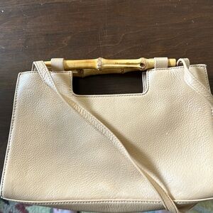 Talbots bamboo handle purse with shoulder strap.